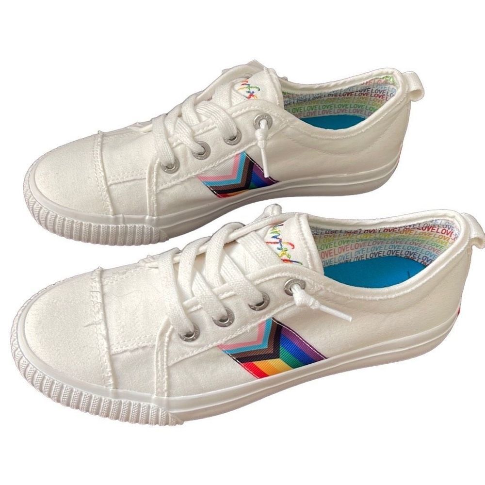 Blowfish Malibu Womens Fashion Sneakers Shoes Lace Up Multicolor White Size 9 - Picture 1 of 7